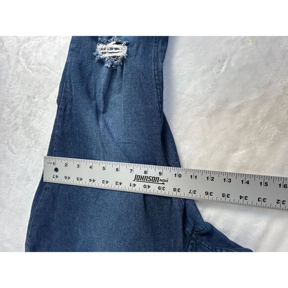 Hue Womens Blue Distressed Denim Skinny Jeans XL Stretch Frayed Hem Mid-Rise - Picture 9 of 10